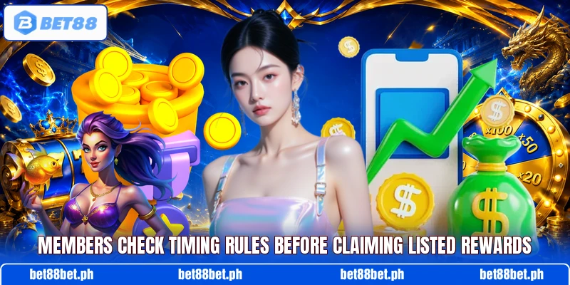 Members check timing rules before claiming listed rewards Members check timing rules before claiming listed rewards