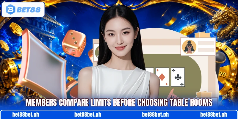 Members compare limits before choosing table rooms Members compare limits before choosing table rooms