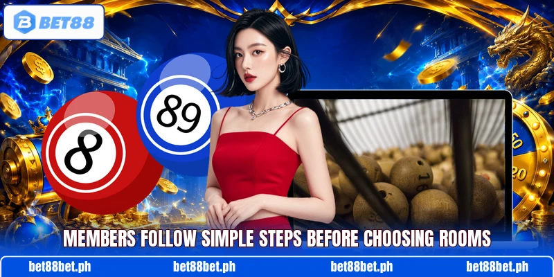 Members follow simple steps before choosing rooms Members follow simple steps before choosing rooms