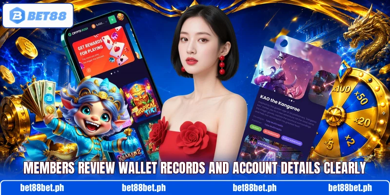 Members review wallet records and account details clearly Members review wallet records and account details clearly