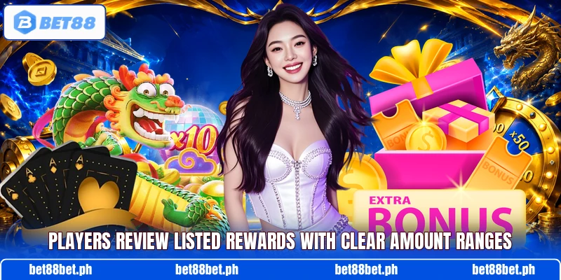 Players review listed rewards with clear amount ranges Players review listed rewards with clear amount ranges